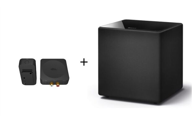 KEF KUBE 10b, 10 Zoll Subwoofer + KW1 Adapter Set