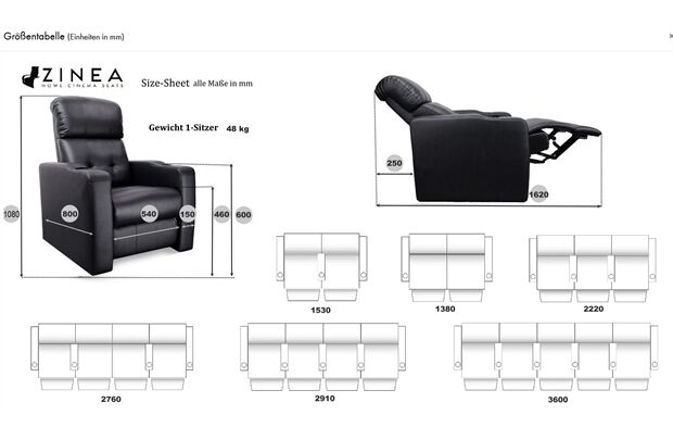 Zinea Kinosessel Baseline Two Leder