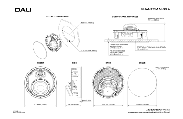 DALI PHANTOM M-80 A - Stückpreis, Einbaulautsprecher